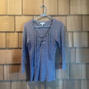 New York & Company Blue Knit Blouse